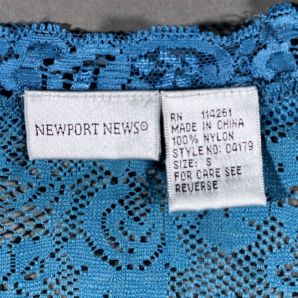 Newport News Lace Sheer Teal Crop Top Long Sleeves No Closure Size Small - Picture 4 of 12